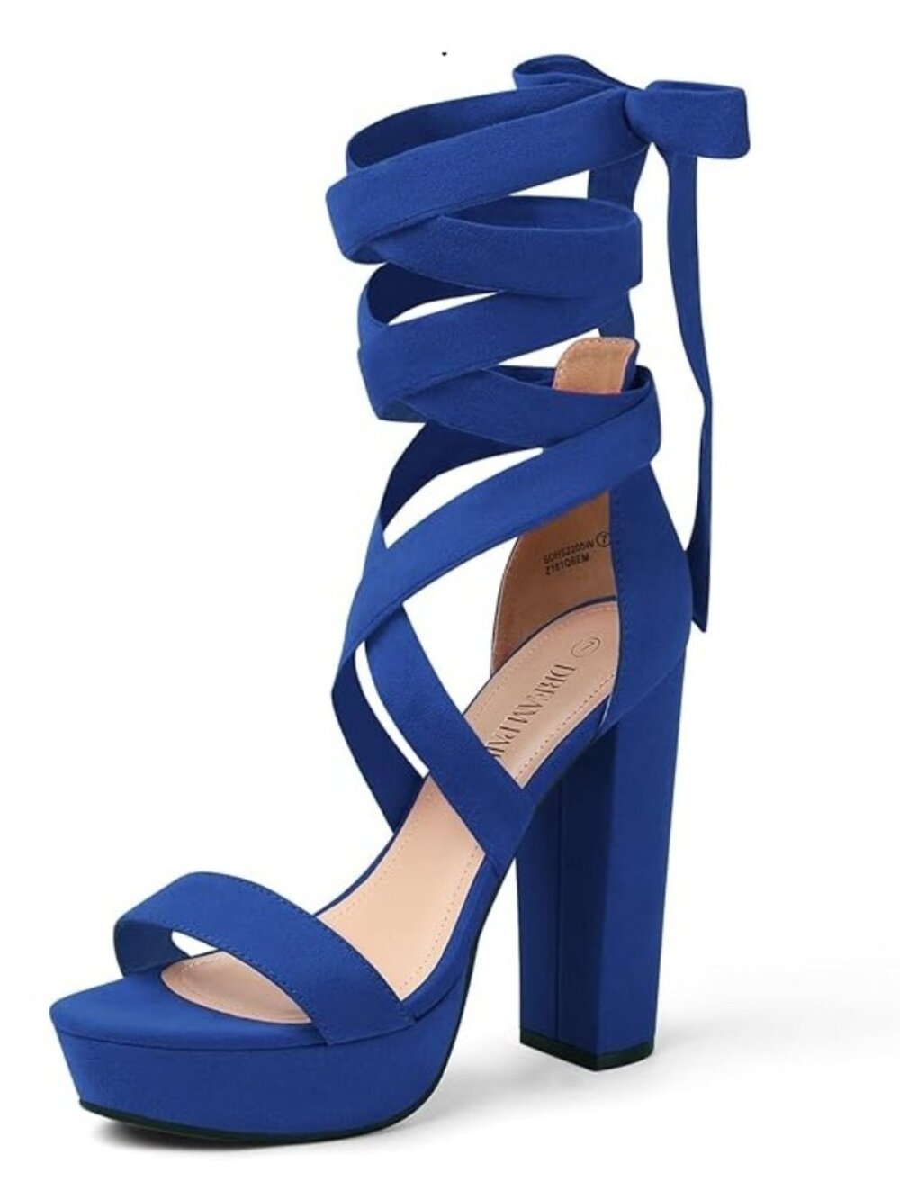 DREAM PAIRS High Heels Chunky Block Platform Strappy Gladiator - Blue - Size 9.5